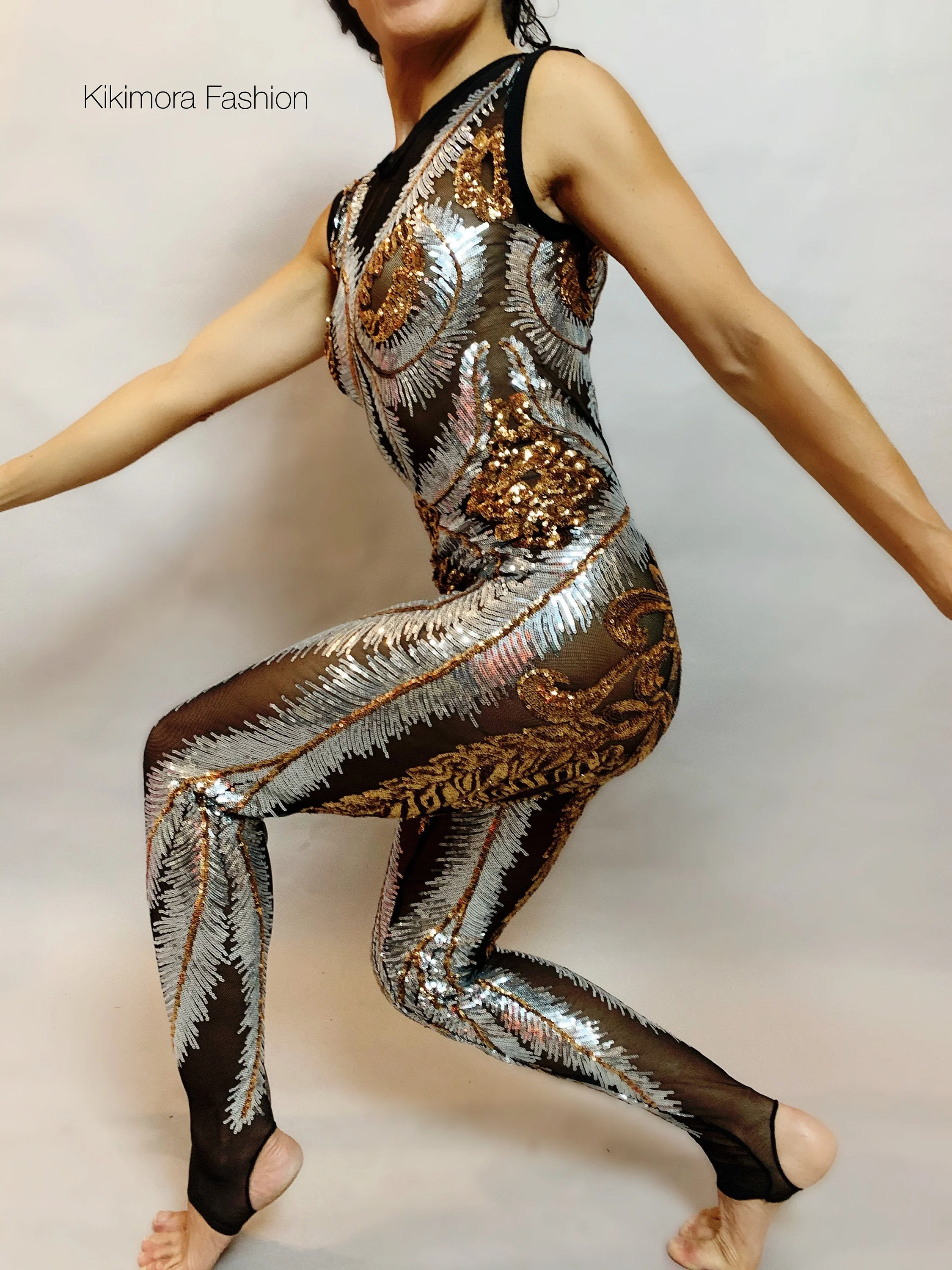 Sheer Catsuit, Sequins Jumpsuit, Circus Costume, Dancewear, Gogo Outfit, Contortionist Unitard, Aerial Gifts - Image 5