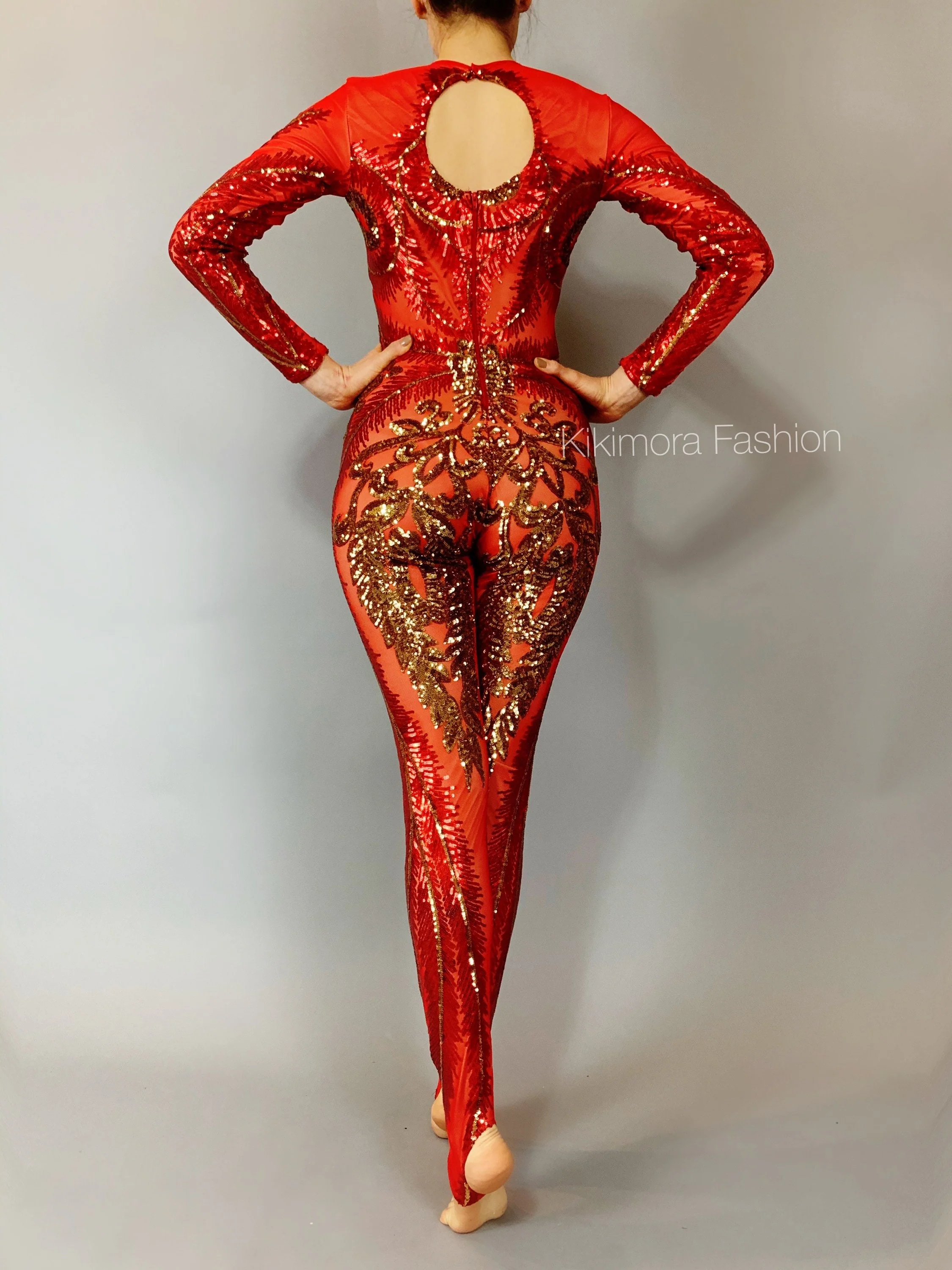 Showgirl Gymnastic Costume, Sequin Bodysuit for Women or Men, Black Sheer Jumpsuit, dance competition , Bridal Bodysuit, Custom Made - Image 6