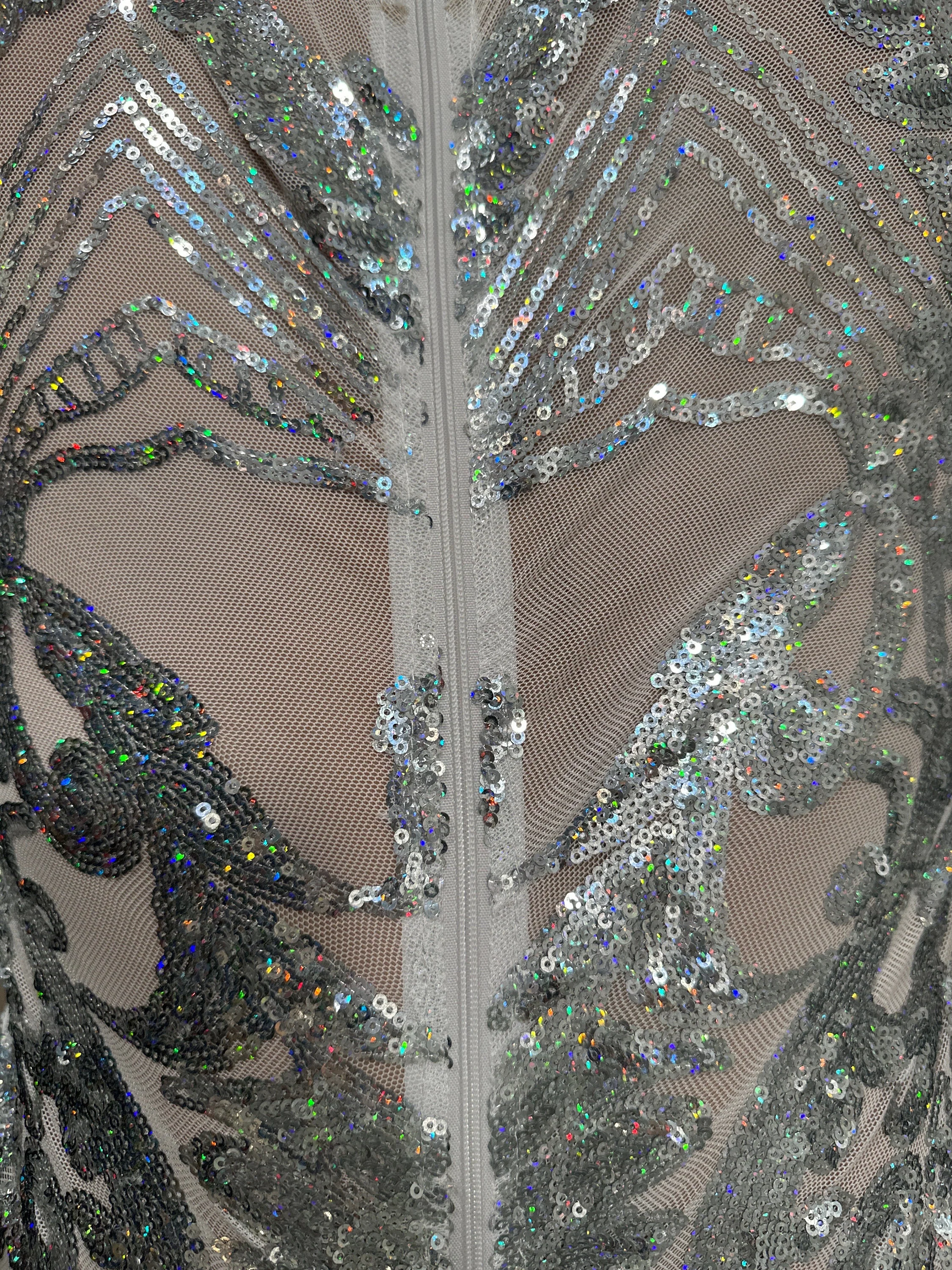 Silver Fairy Costume, Sequin Jumpsuit, Disco Night Outfit, Club Wear, Gymnastic Unitard, Sheer Mesh Spandex, Custom Made - Image 10