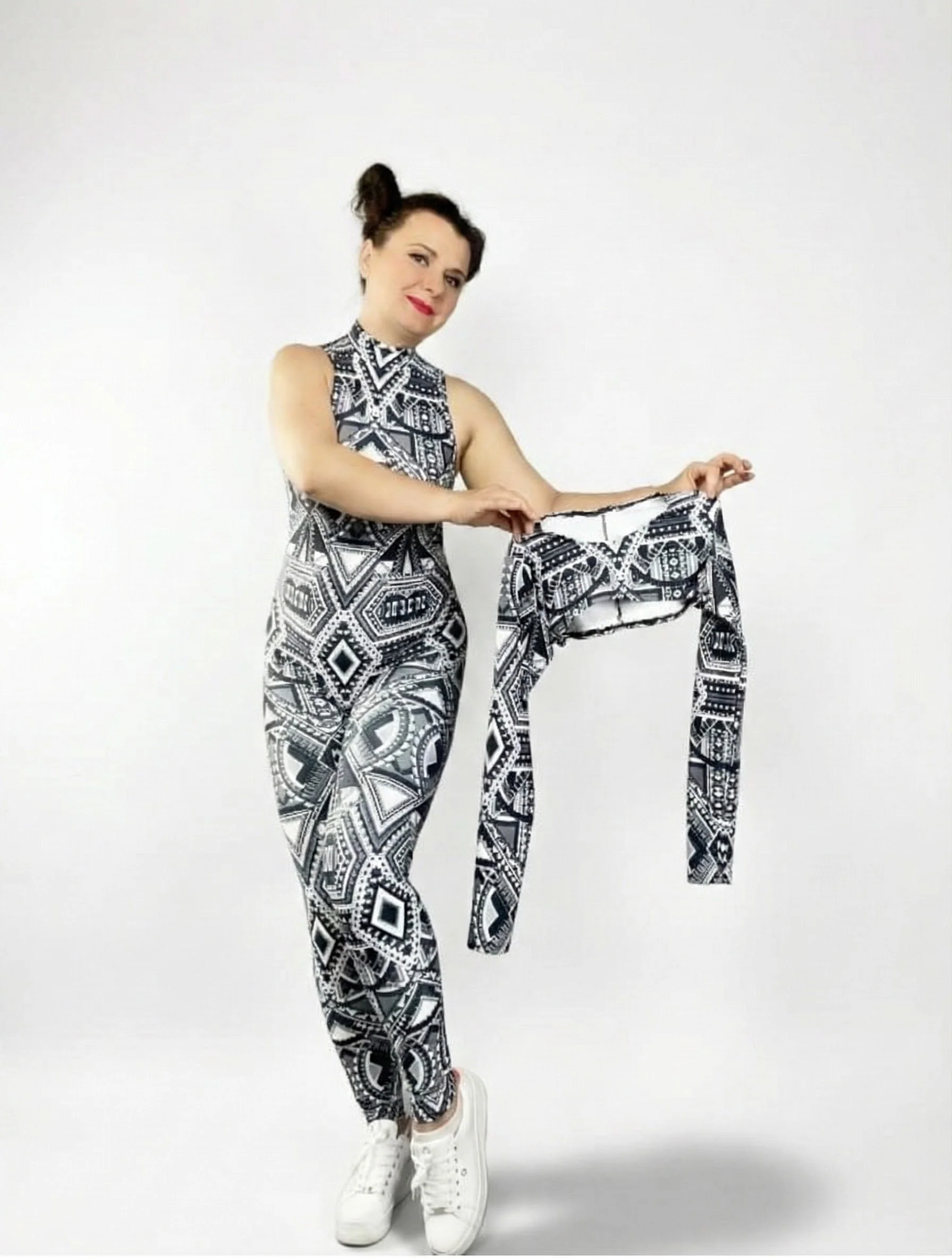 Geometric Catsuit, Halter Neck, UV-Reactive Tribal Print