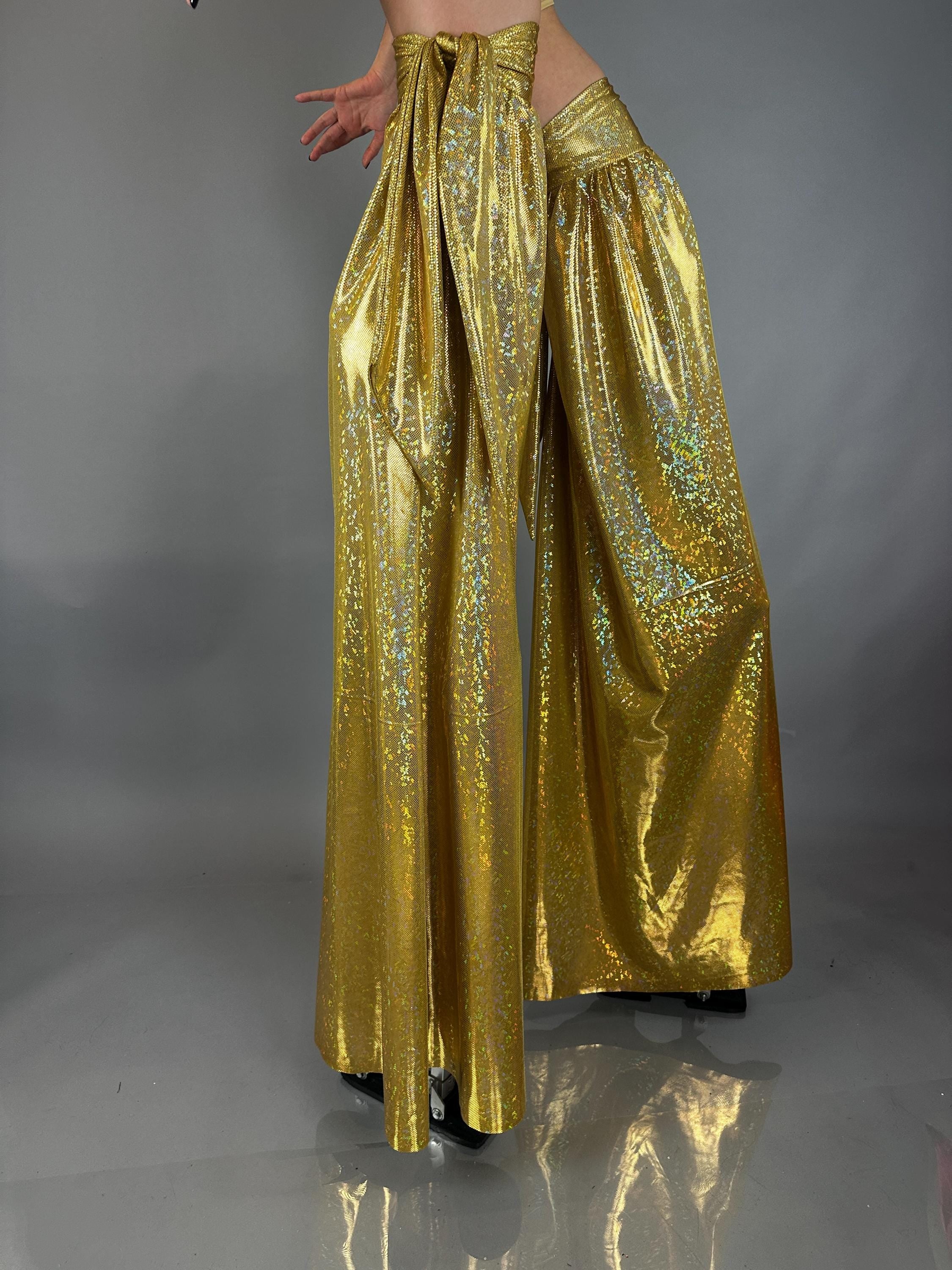 Gold Shiny Stilt Cover, Long And Flared Pant Covers - Image 7