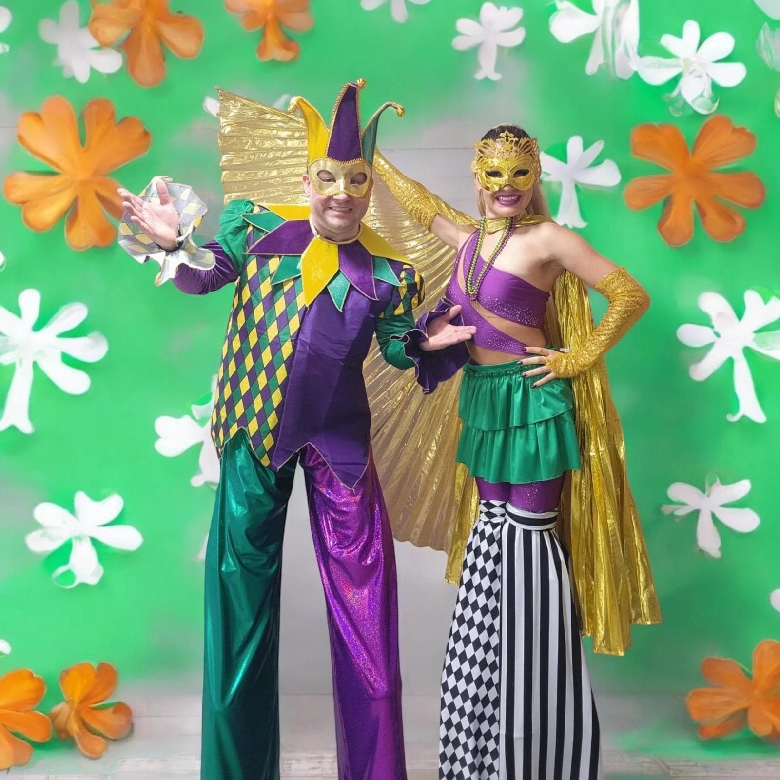 Split-Leg Stilt Covers in Stretch Spandex Fabric, Bold Harlequin & Stripe Graphic Pattern, Custom Fit High-Waist Palazzo Style, Full Length Performance Wear for Festivals & Events, Black and White - Image 7