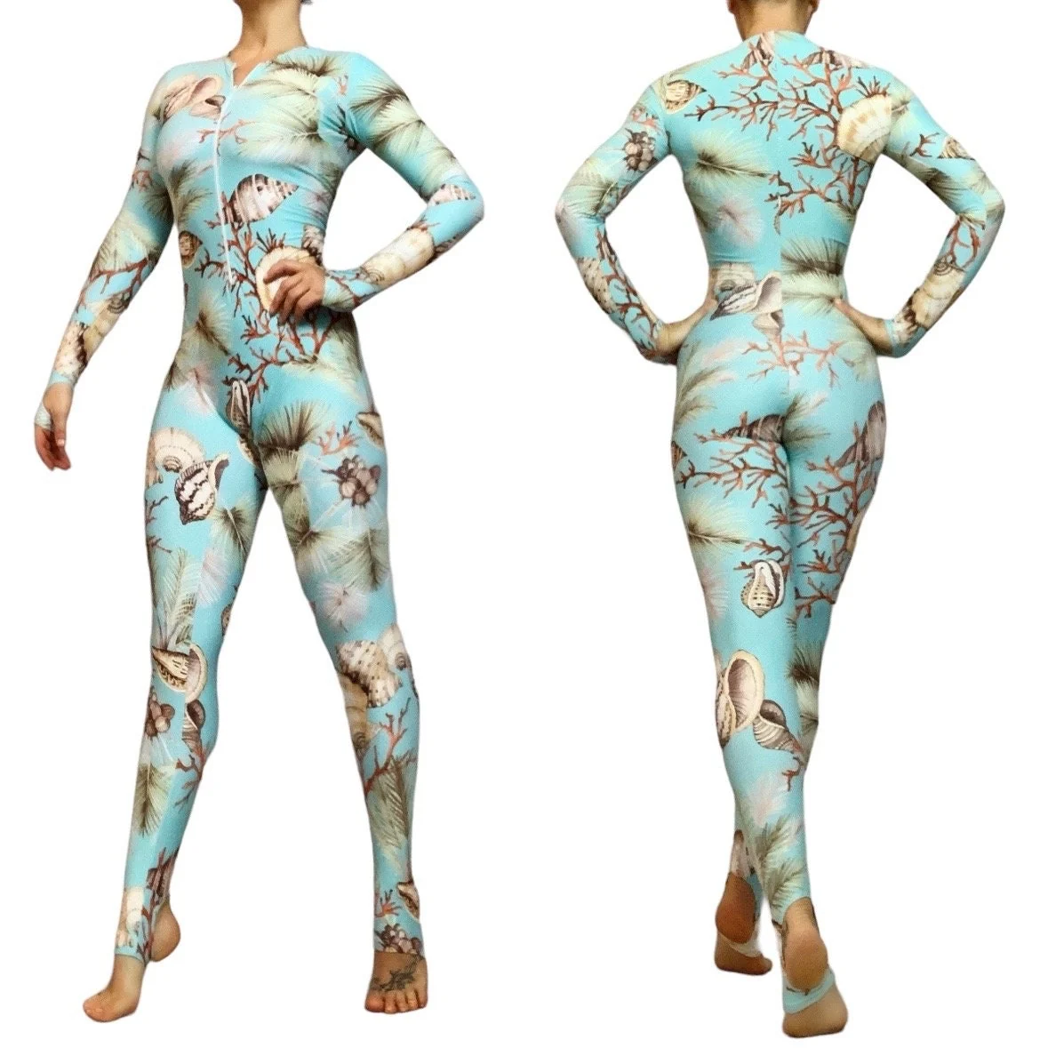 Under the Sea Outfit, Beautiful Seashell Bodysuit for Women, Activewear, Wetsuit, Mermaid Costume, New Trend Made in USA - Image 2