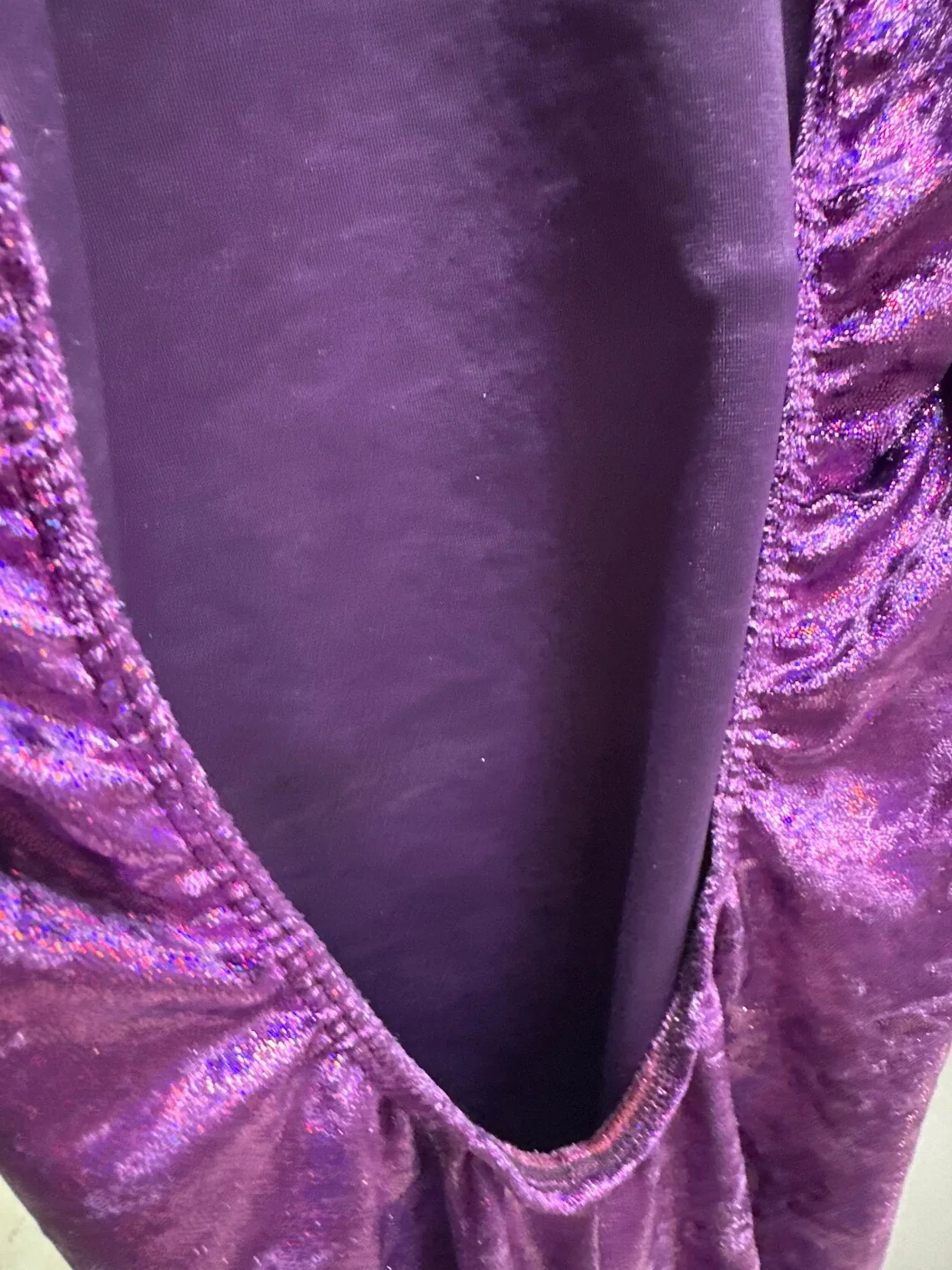 Velvet Open Back Jumpsuit, Exotic Dance Wear, Purple Crushed Velvet Catsuit, Festival Outfit, Halter Neck Unitard, Aerialist Costume - Image 5